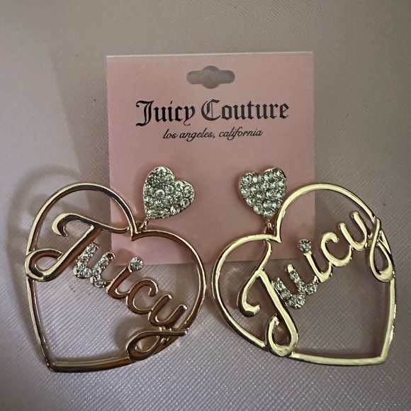 ⛔️SOLD⛔️Juicy Couture Signature Logo Heart Shaped Hoop Earrings - Picture 2 of 6